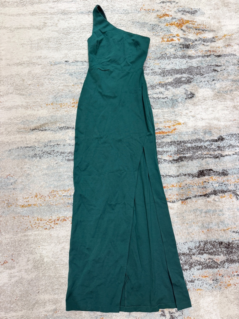 Lulu's Hunter Green One-Shoulder Gown